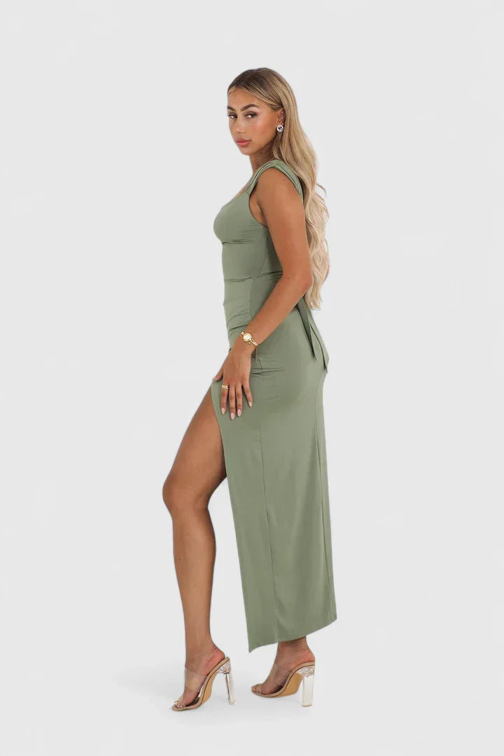 Marnie-Rose | Sage Green Cowl Neck Maxi Dress
