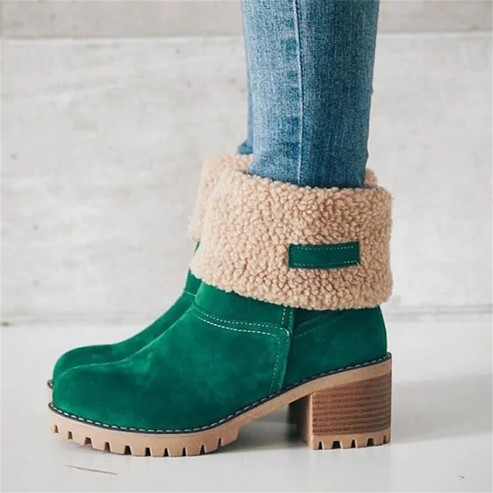 Dorine | Cuffed Ankle Boots Block Heel