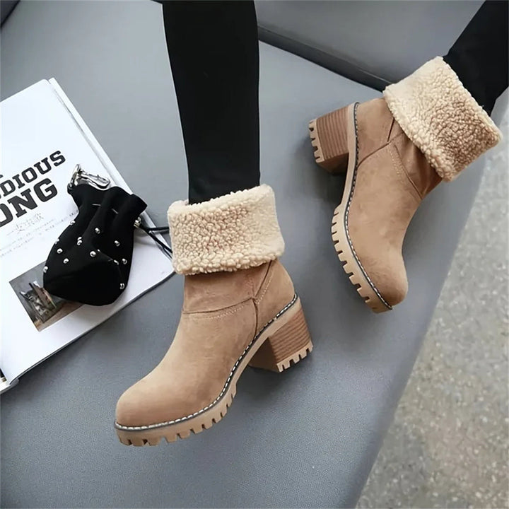 Dorine | Cuffed Ankle Boots Block Heel