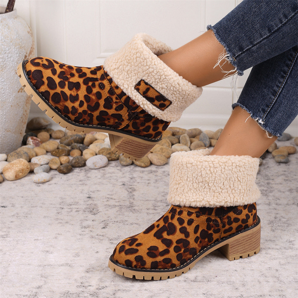 Dorine | Cuffed Ankle Boots Block Heel