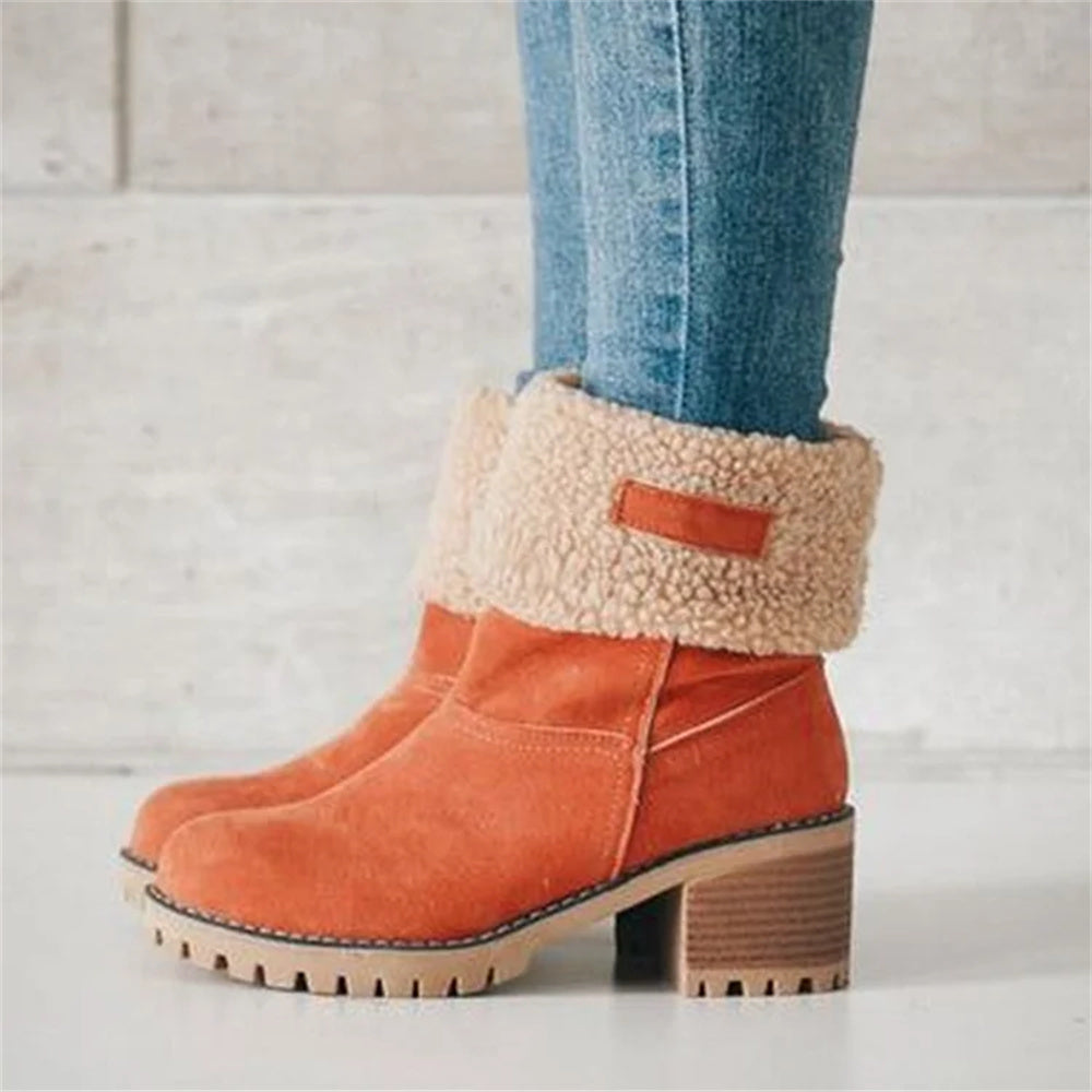Dorine | Cuffed Ankle Boots Block Heel