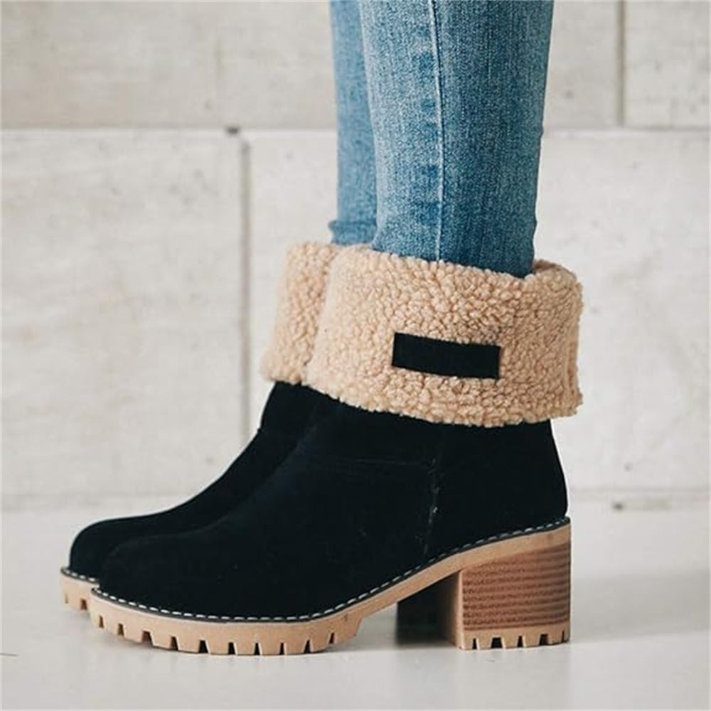 Dorine | Cuffed Ankle Boots Block Heel
