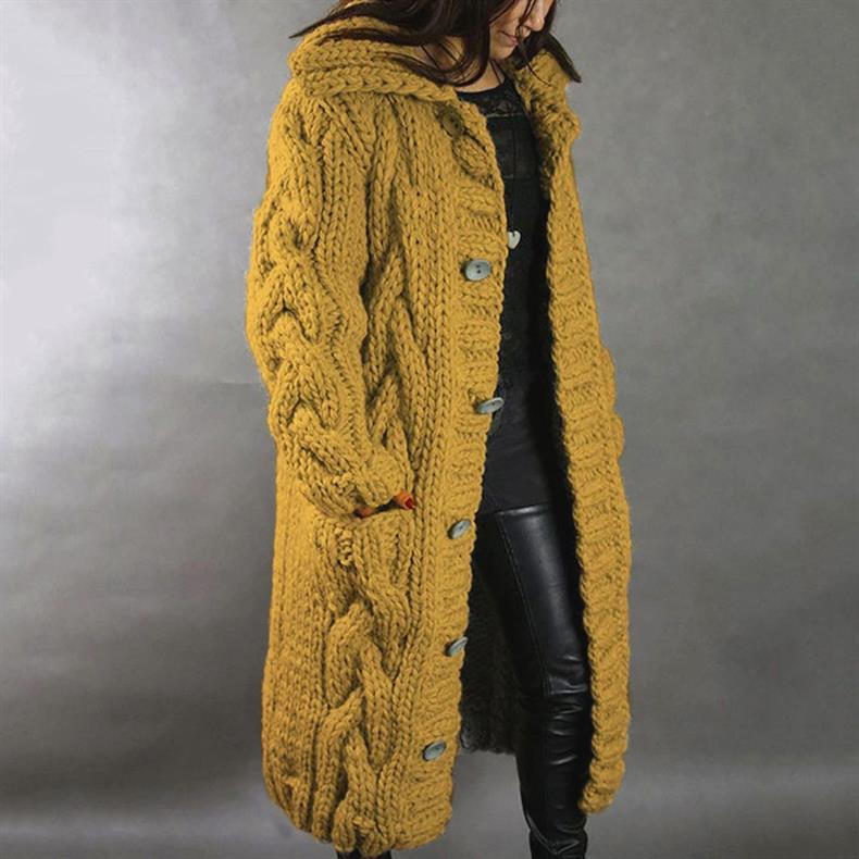 Hildegard | Hooded Cable Knit Longline Cardigan Coat