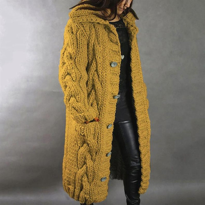 Hildegard | Hooded Cable Knit Longline Cardigan Coat