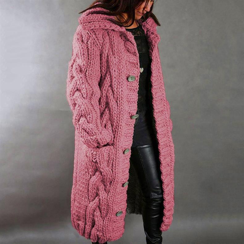 Hildegard | Hooded Cable Knit Longline Cardigan Coat