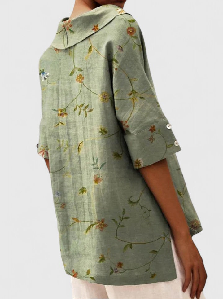 Niki | Floral Embroidered V-Neck Tunic Top