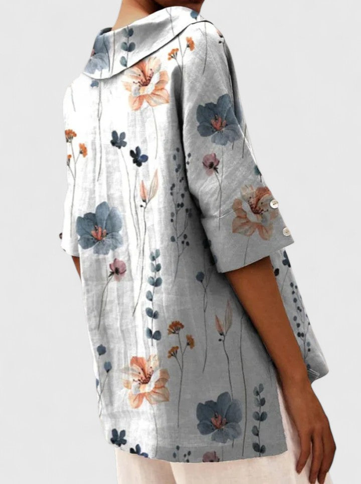 Niki | Floral Embroidered V-Neck Tunic Top