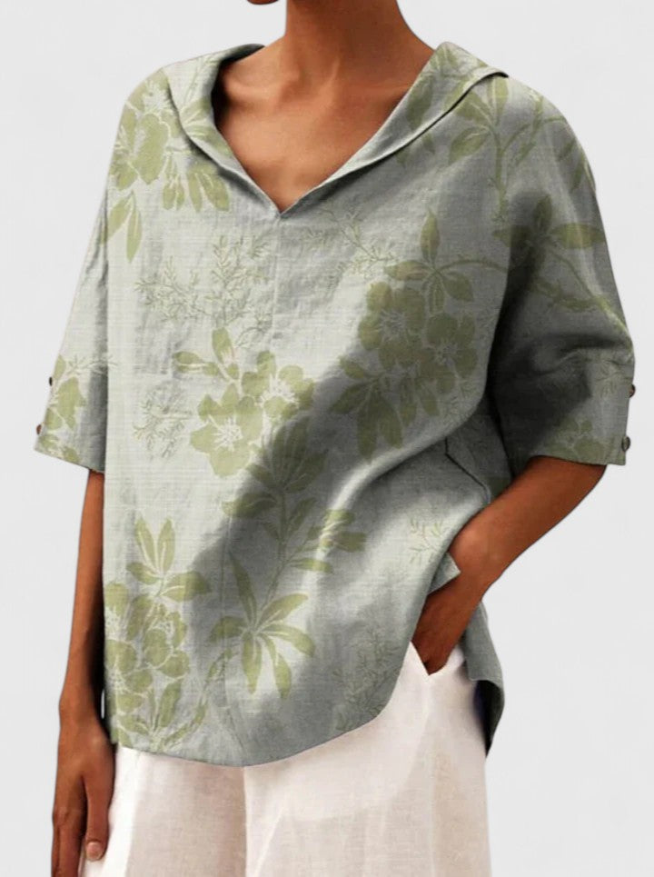 Niki | Floral Embroidered V-Neck Tunic Top