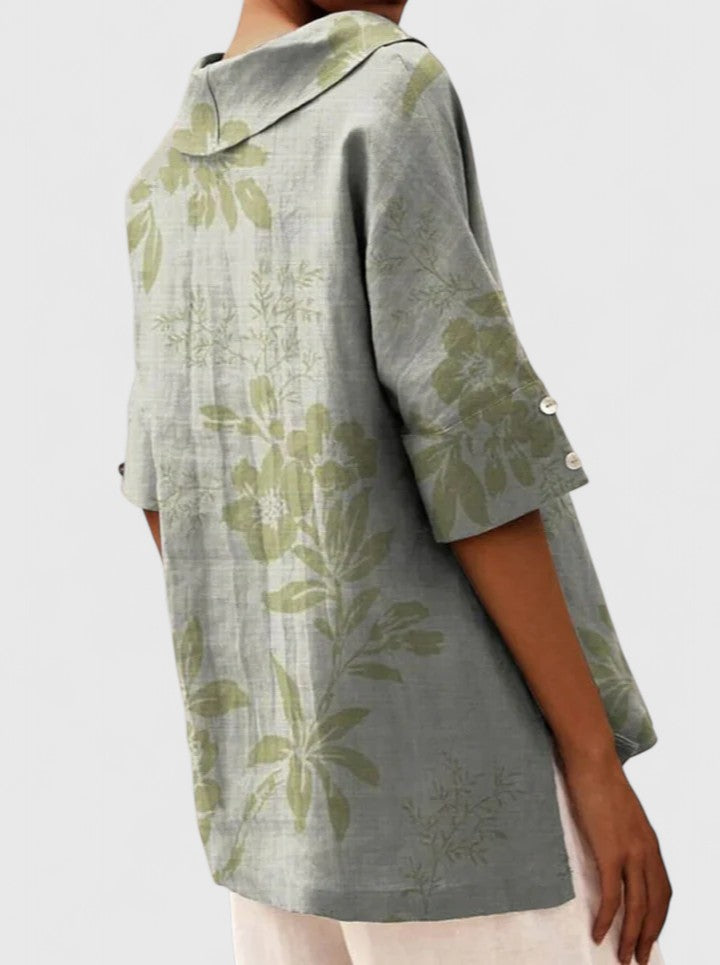 Niki | Floral Embroidered V-Neck Tunic Top