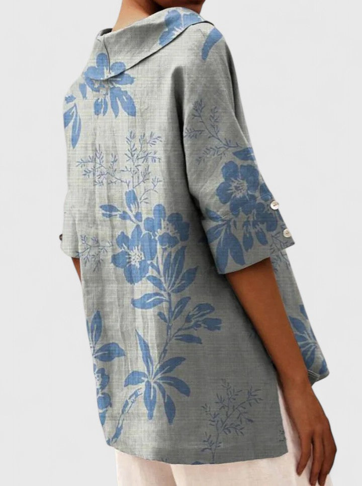 Niki | Floral Embroidered V-Neck Tunic Top