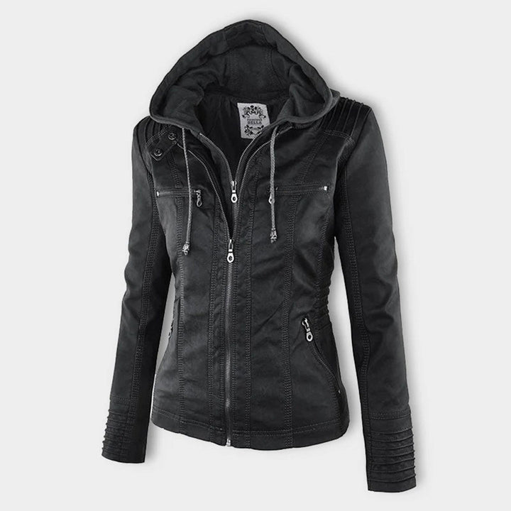 Winnie | Hooded Faux Leather Moto Jacket