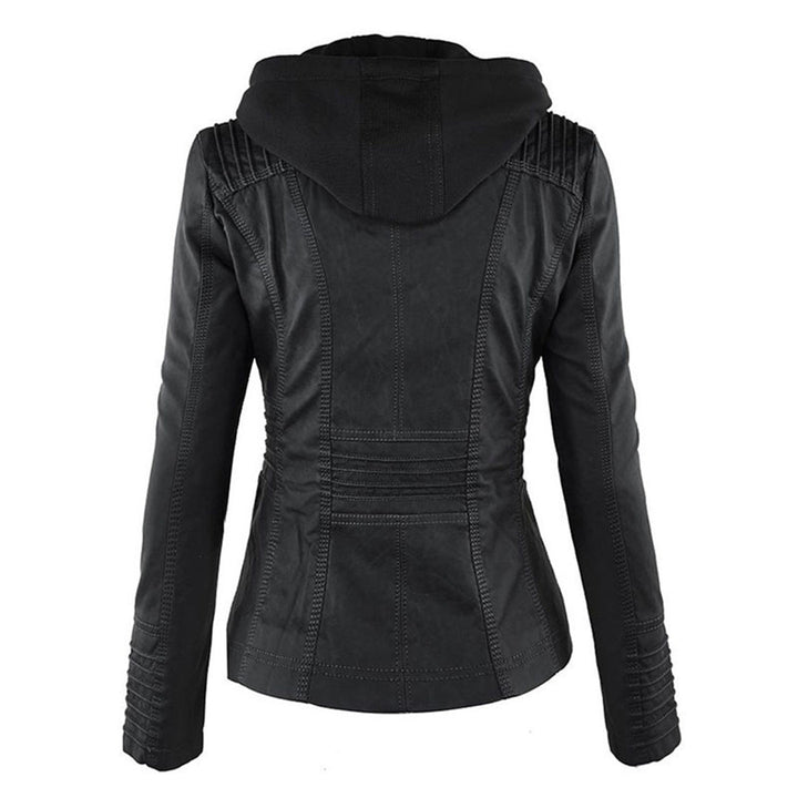 Winnie | Hooded Faux Leather Moto Jacket