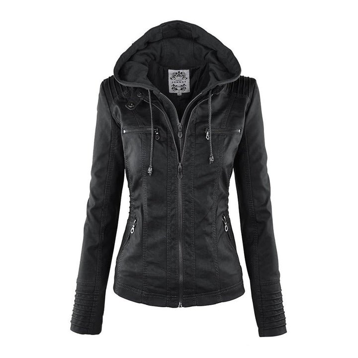 Winnie | Hooded Faux Leather Moto Jacket