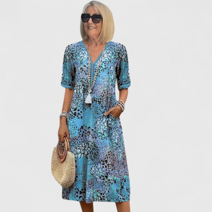 Lior | Animal Print V-Neck Midi Dress
