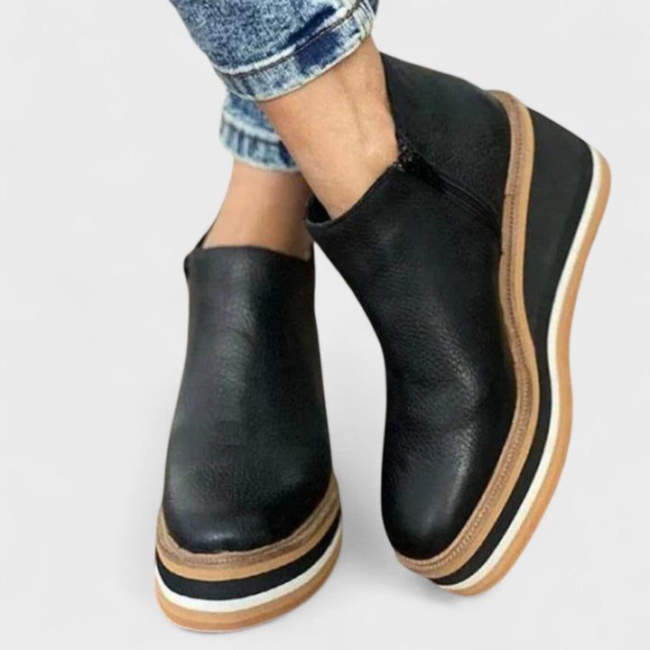 Gabriela | Platform Wedge Ankle Boots with Zip