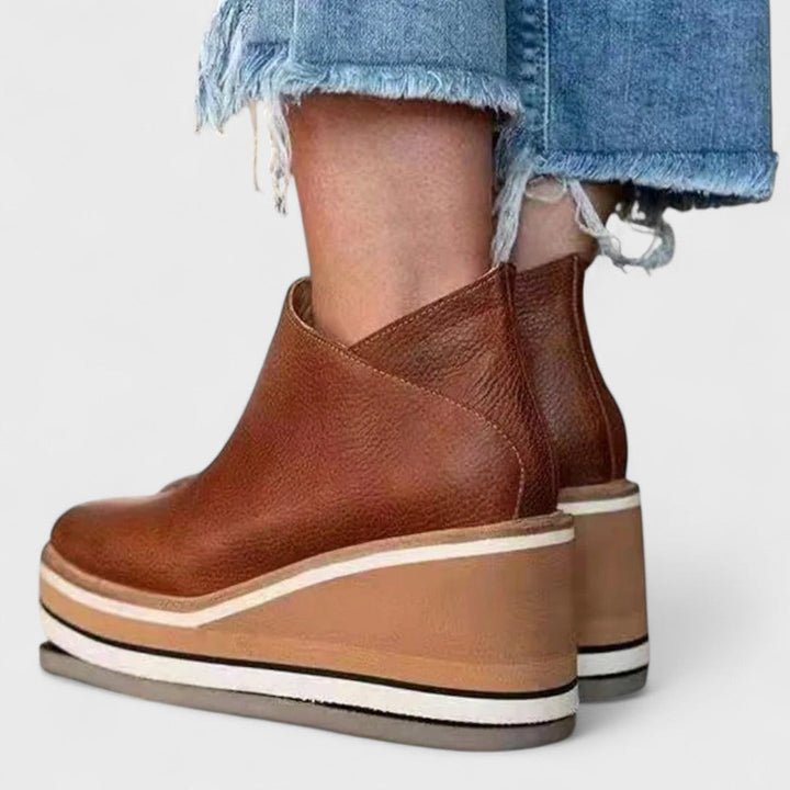 Gabriela | Platform Wedge Ankle Boots with Zip