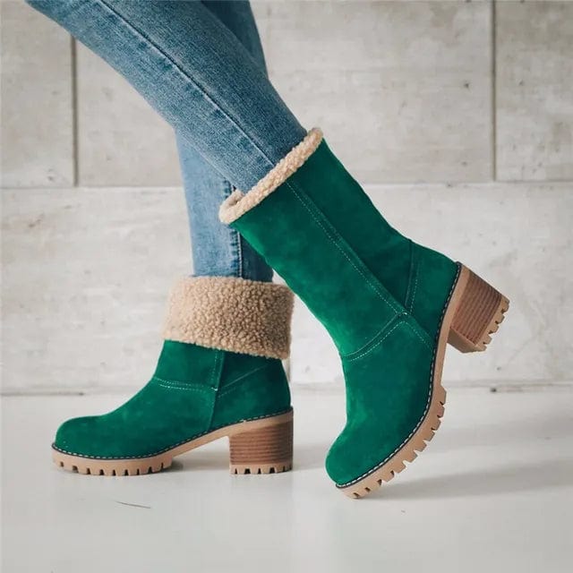 Lavinia | Fleece Cuff Faux Fur Boots with Heel