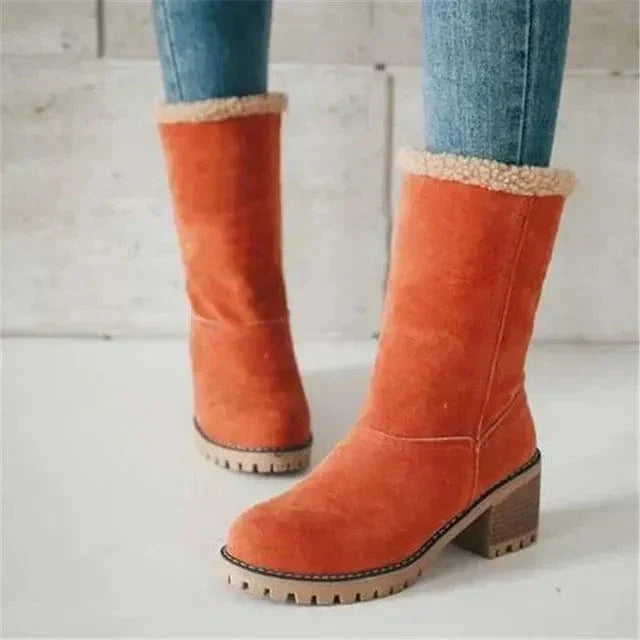 Lavinia | Fleece Cuff Faux Fur Boots with Heel