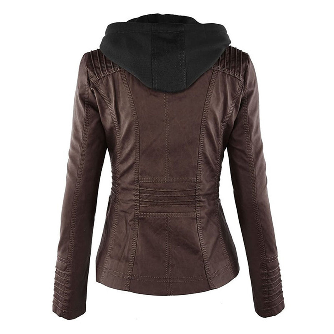 Winnie | Hooded Faux Leather Moto Jacket