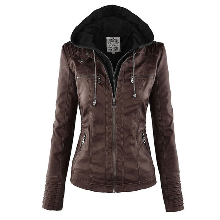 Winnie | Hooded Faux Leather Moto Jacket