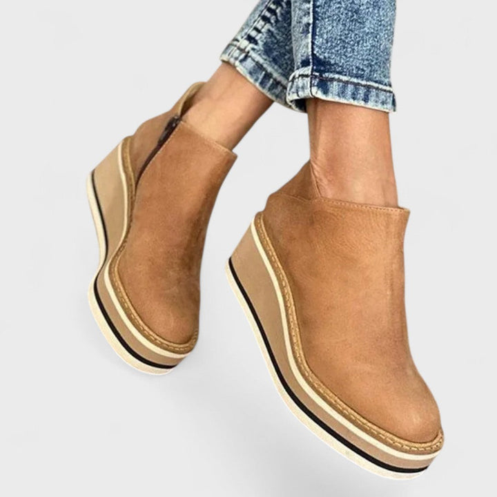 Gabriela | Platform Wedge Ankle Boots with Zip