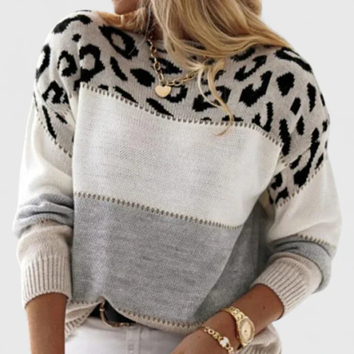 Trinity | Leopard Print Color Block Sweater