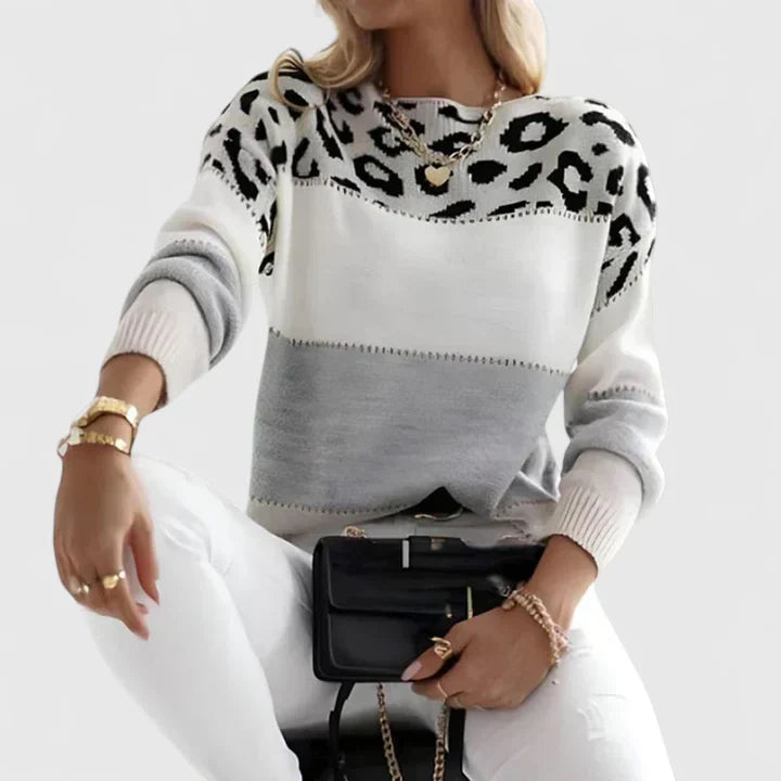 Trinity | Leopard Print Color Block Sweater