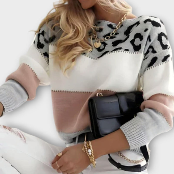 Eloise | Leopard Print Pullover Sweater with Long Sleeves