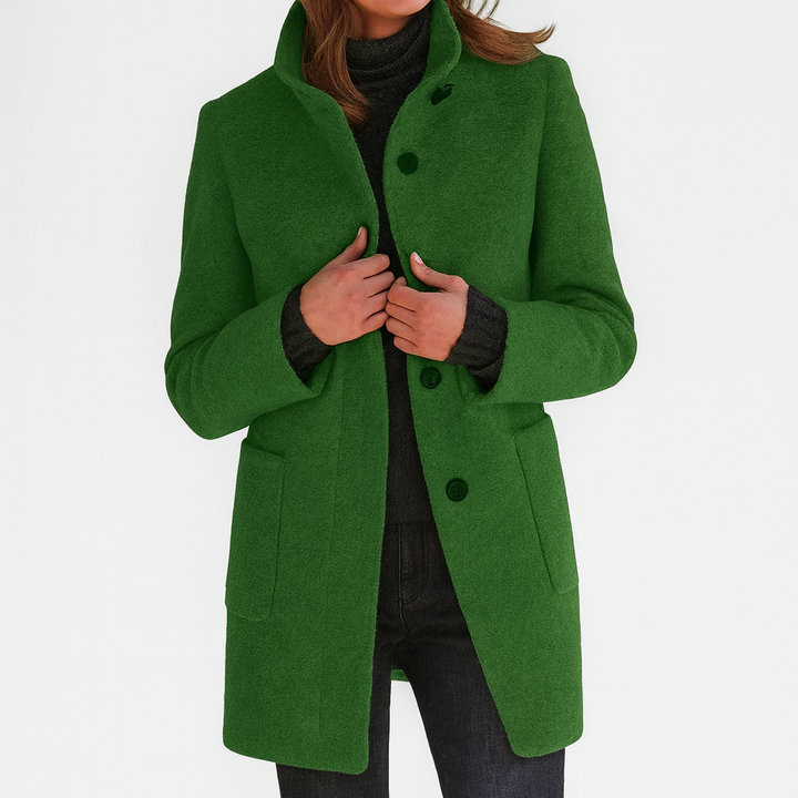 Mckenna | Funnel Neck Wool Coat with Pockets