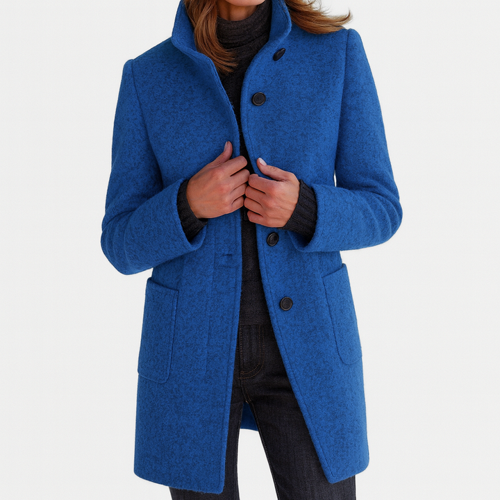 Mckenna | Funnel Neck Wool Coat with Pockets