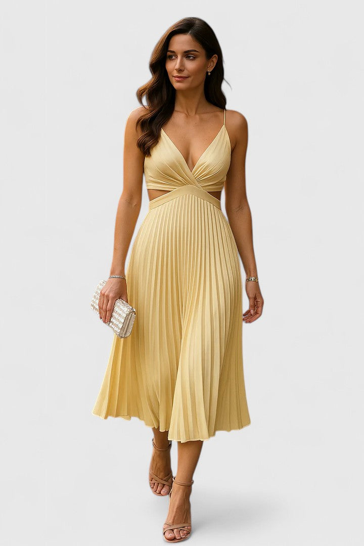 Paloma | Pleated V-Neck Empire Waist Dress
