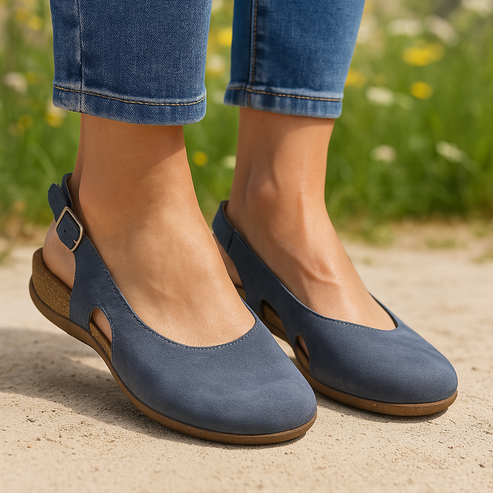 Amani | Closed Toe Slingback Flats with Buckle