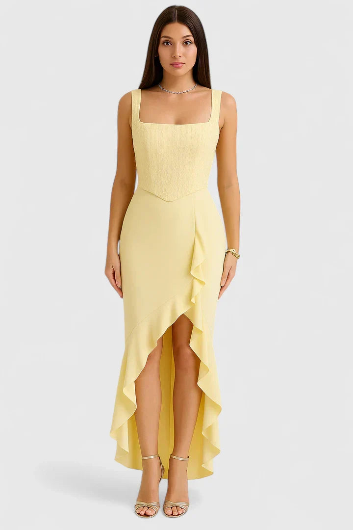 Ottilie | Sequin Bodice Ruffle Hem Maxi Dress