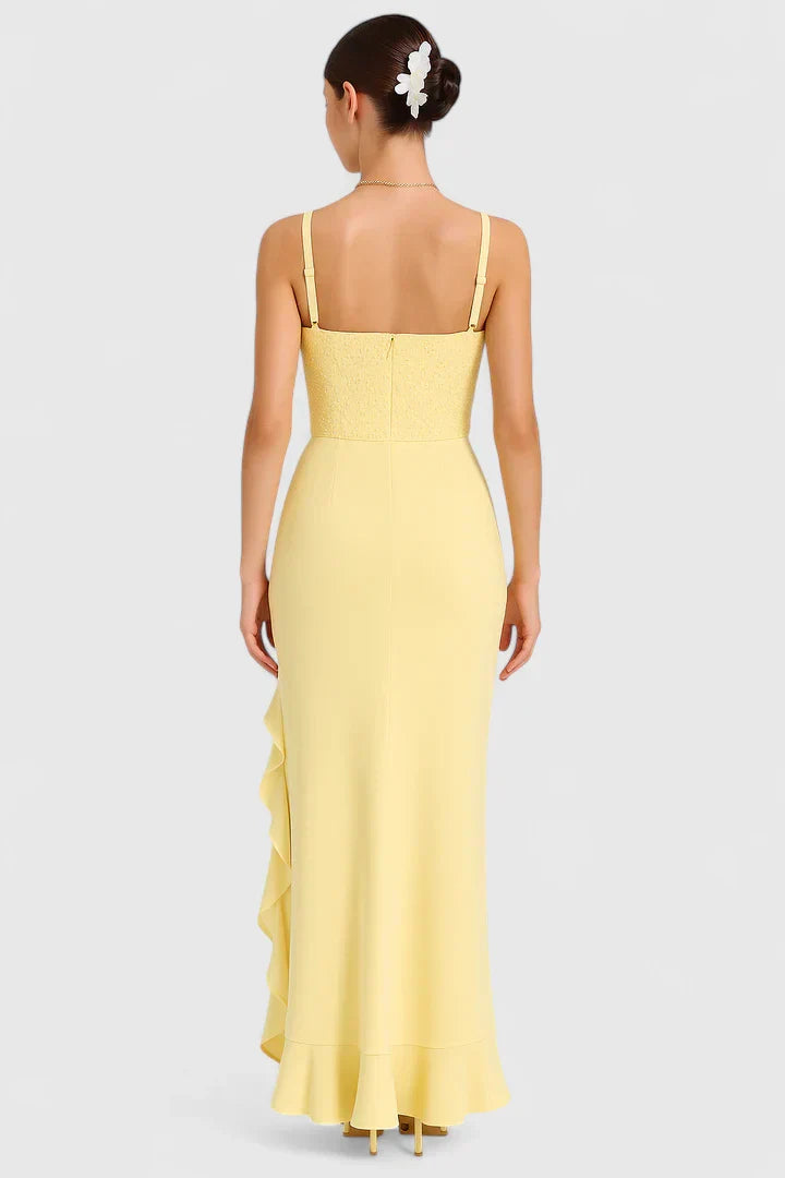 Ottilie | Sequin Bodice Ruffle Hem Maxi Dress