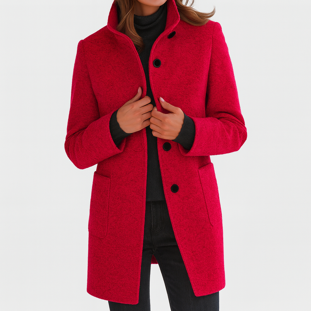 Mckenna | Funnel Neck Wool Coat with Pockets