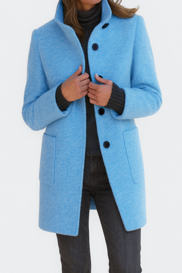 Mckenna | Funnel Neck Wool Coat with Pockets