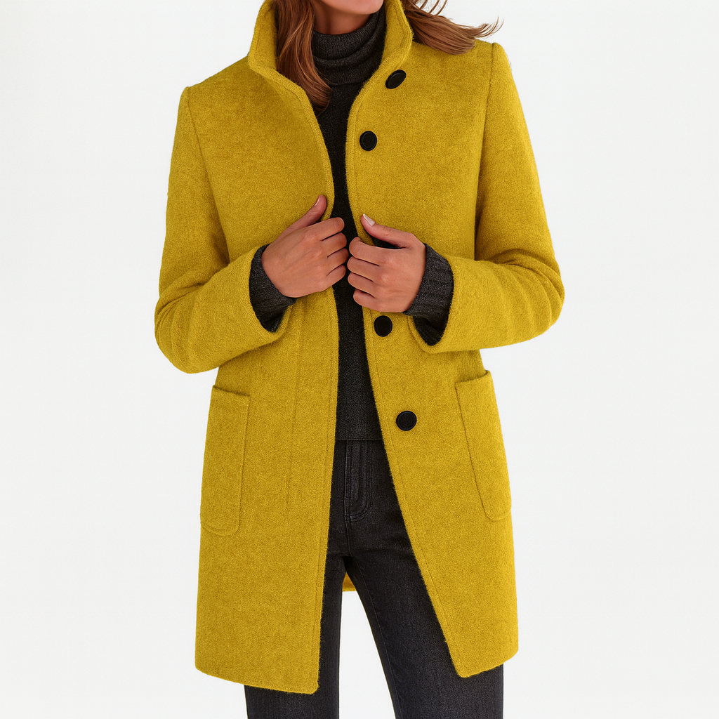 Mckenna | Funnel Neck Wool Coat with Pockets