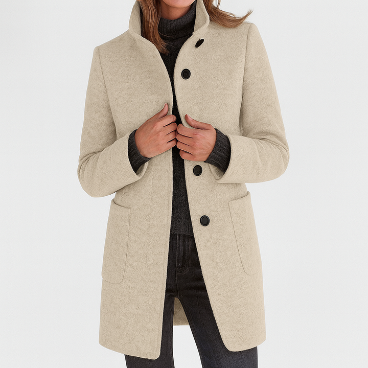 Mckenna | Funnel Neck Wool Coat with Pockets