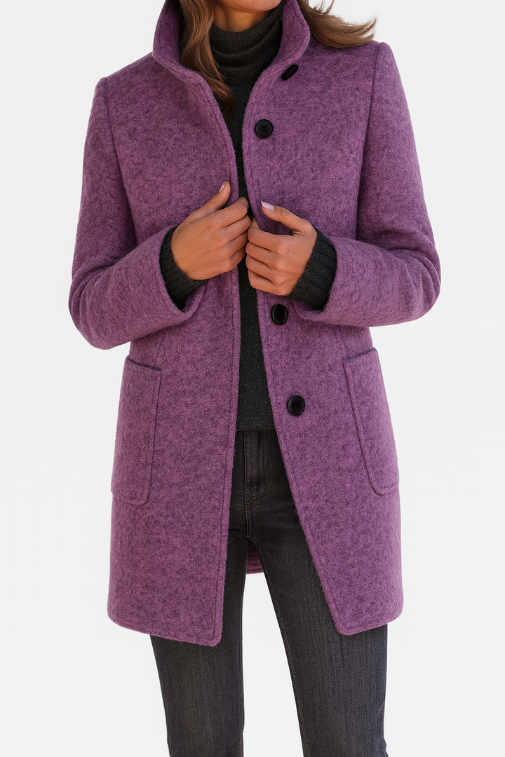 Mckenna | Funnel Neck Wool Coat with Pockets