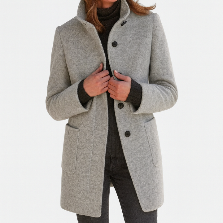 Mckenna | Funnel Neck Wool Coat with Pockets