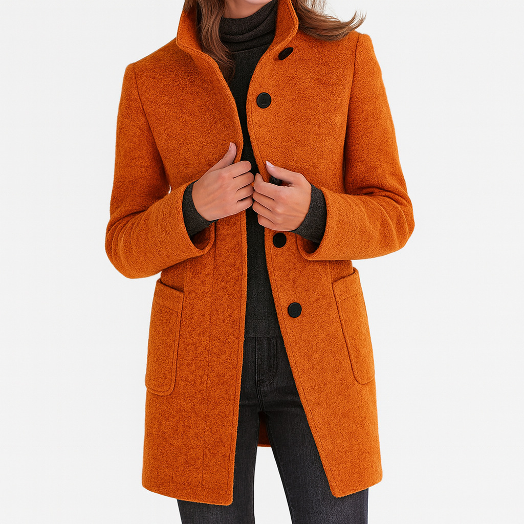 Mckenna | Funnel Neck Wool Coat with Pockets