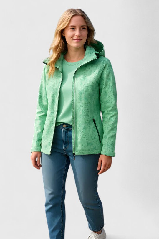 Minka | Tropical Leaf Print Waterproof Jacket Hooded