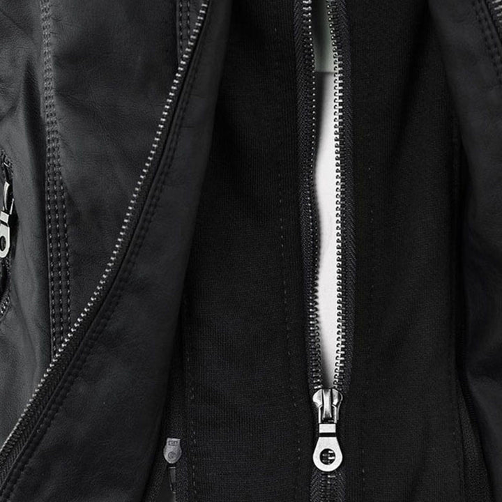 Winnie | Hooded Faux Leather Moto Jacket