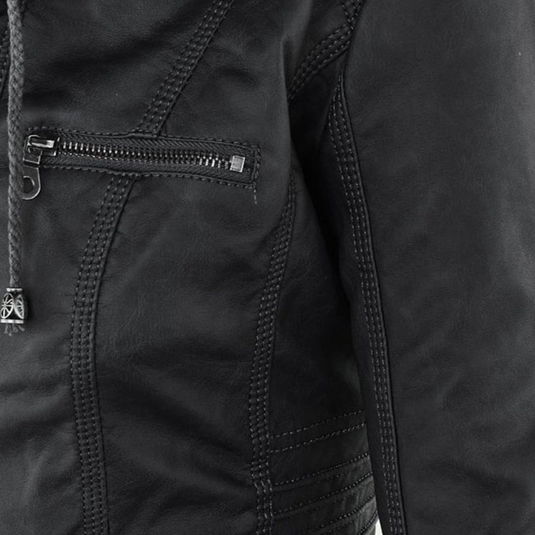 Winnie | Hooded Faux Leather Moto Jacket