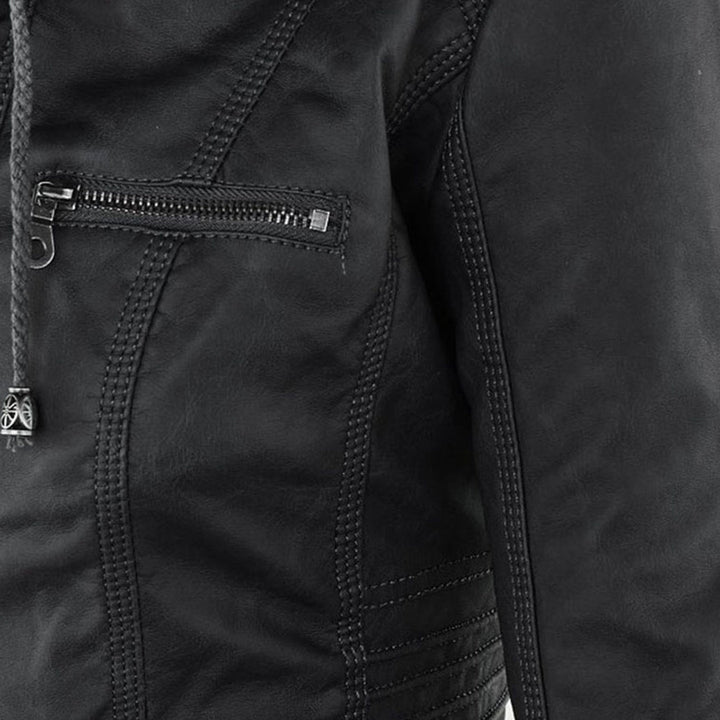 Winnie | Hooded Faux Leather Moto Jacket