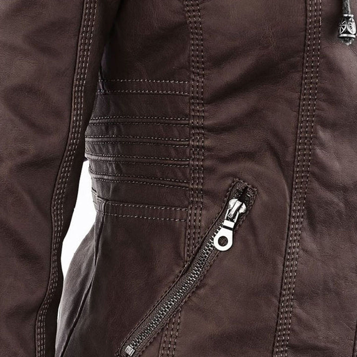 Winnie | Hooded Faux Leather Moto Jacket