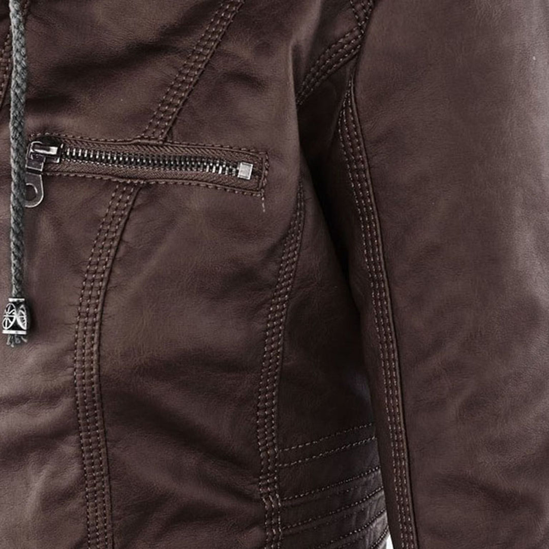Winnie | Hooded Faux Leather Moto Jacket