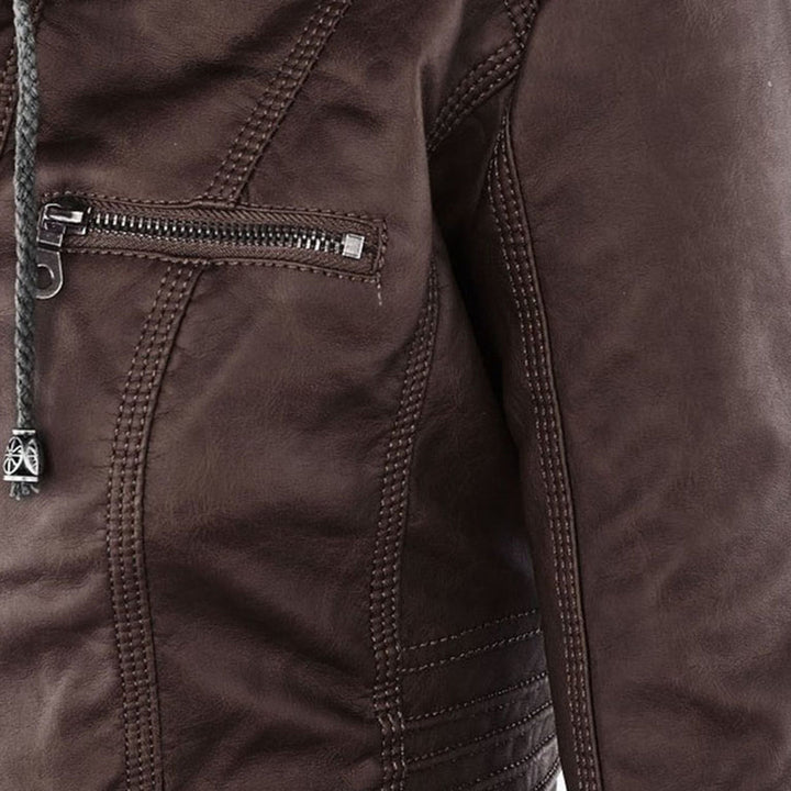 Winnie | Hooded Faux Leather Moto Jacket