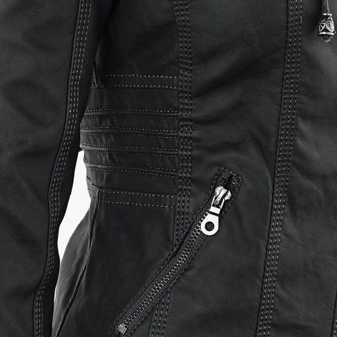 Winnie | Hooded Faux Leather Moto Jacket