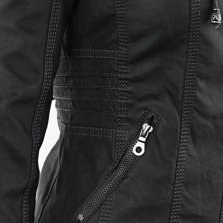 Winnie | Hooded Faux Leather Moto Jacket
